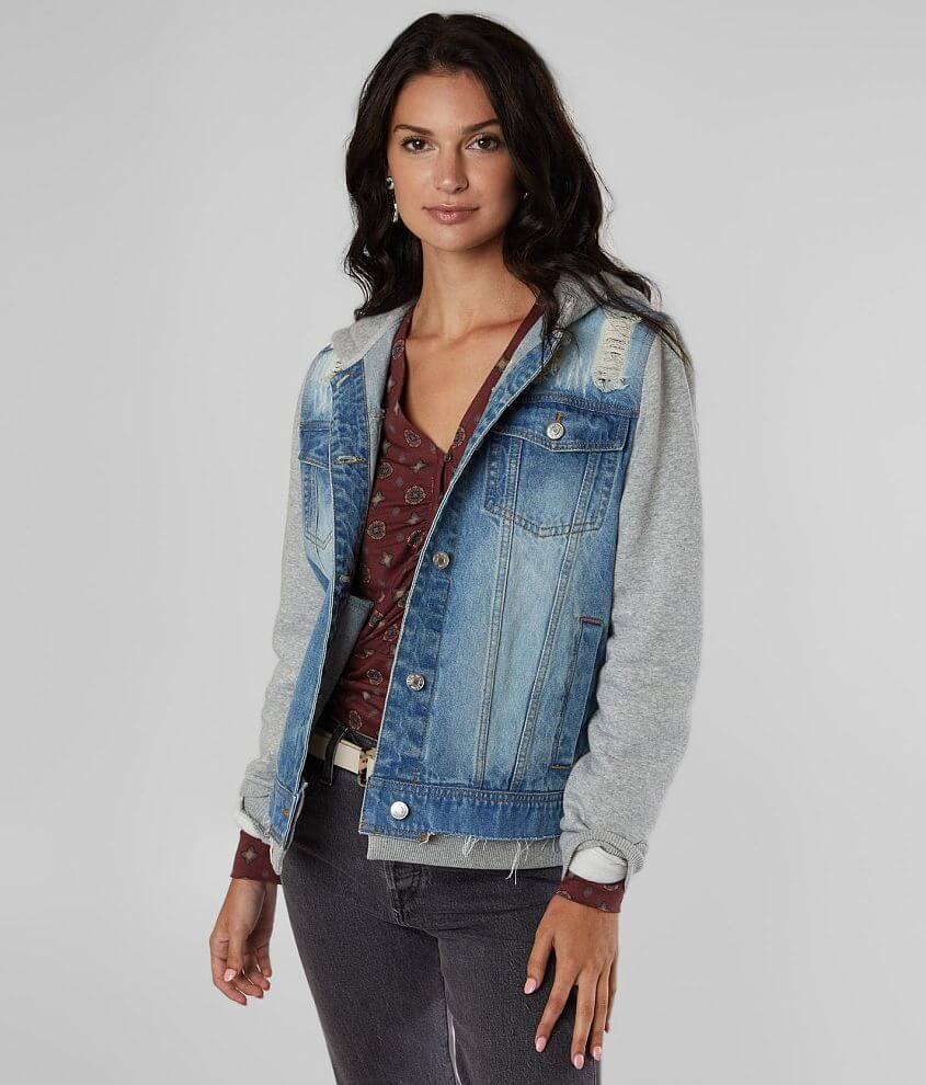 BKE Pieced Denim Hooded Jacket