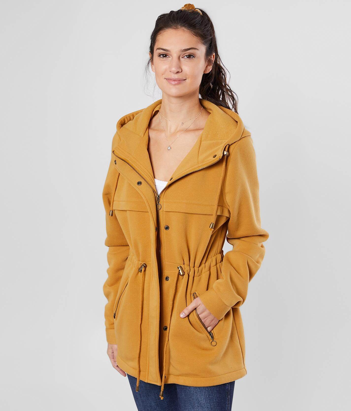 mustard hooded jacket