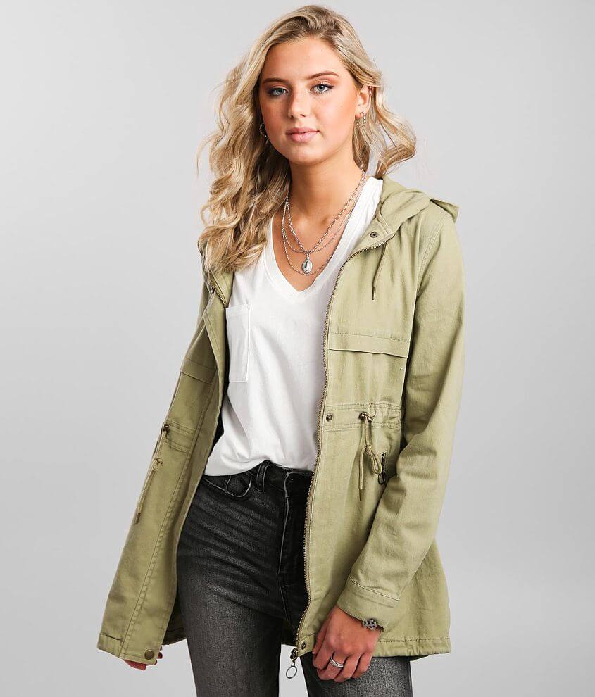 Hooded twill 2024 jacket womens