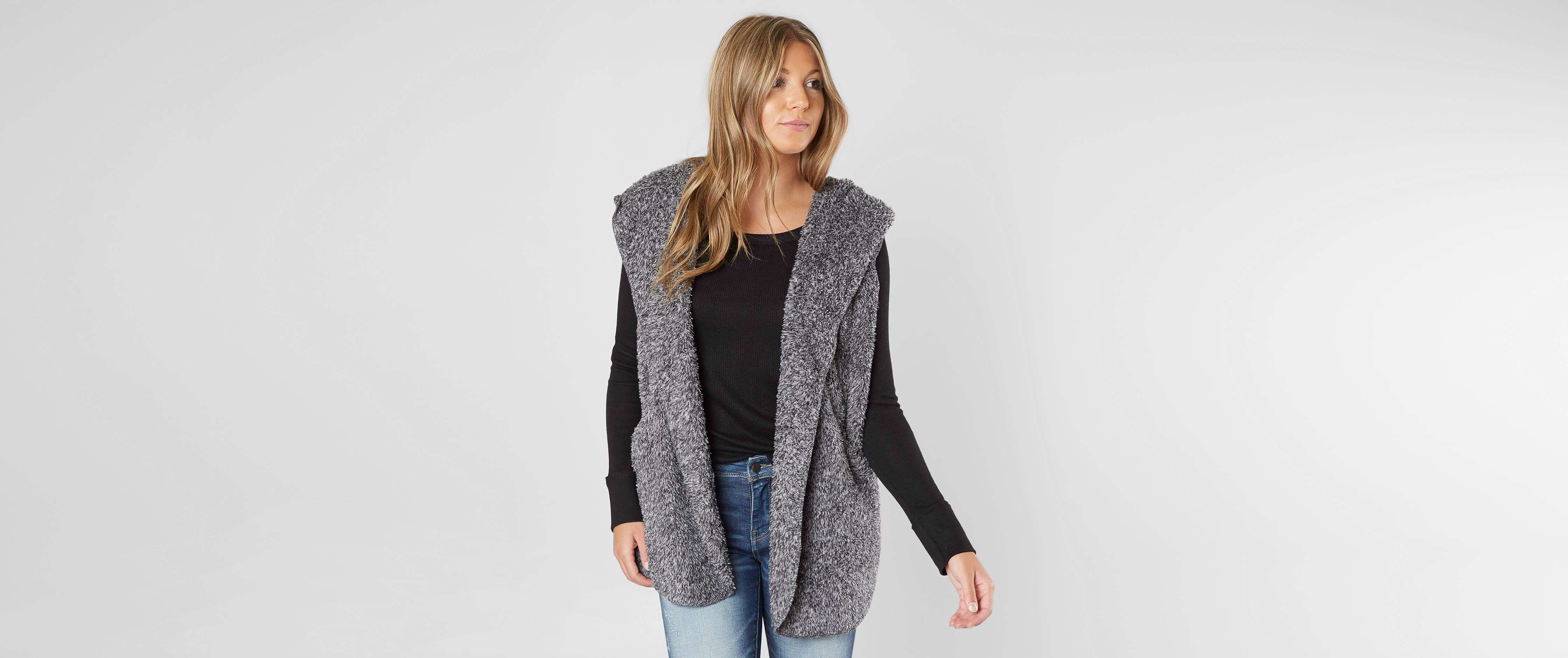 hooded fleece vest women's