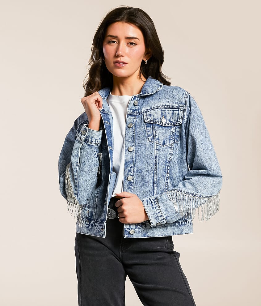 Rhinestone Fringe Denim Jacket