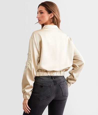 Stoosh Satin Cropped Bomber Jacket BACK