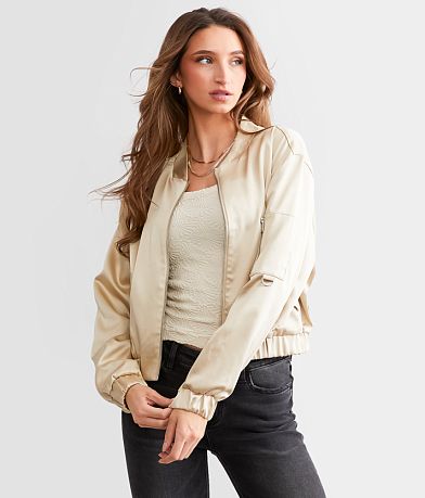 Stoosh Satin Cropped Bomber Jacket FULL_LEFT_SIDE
