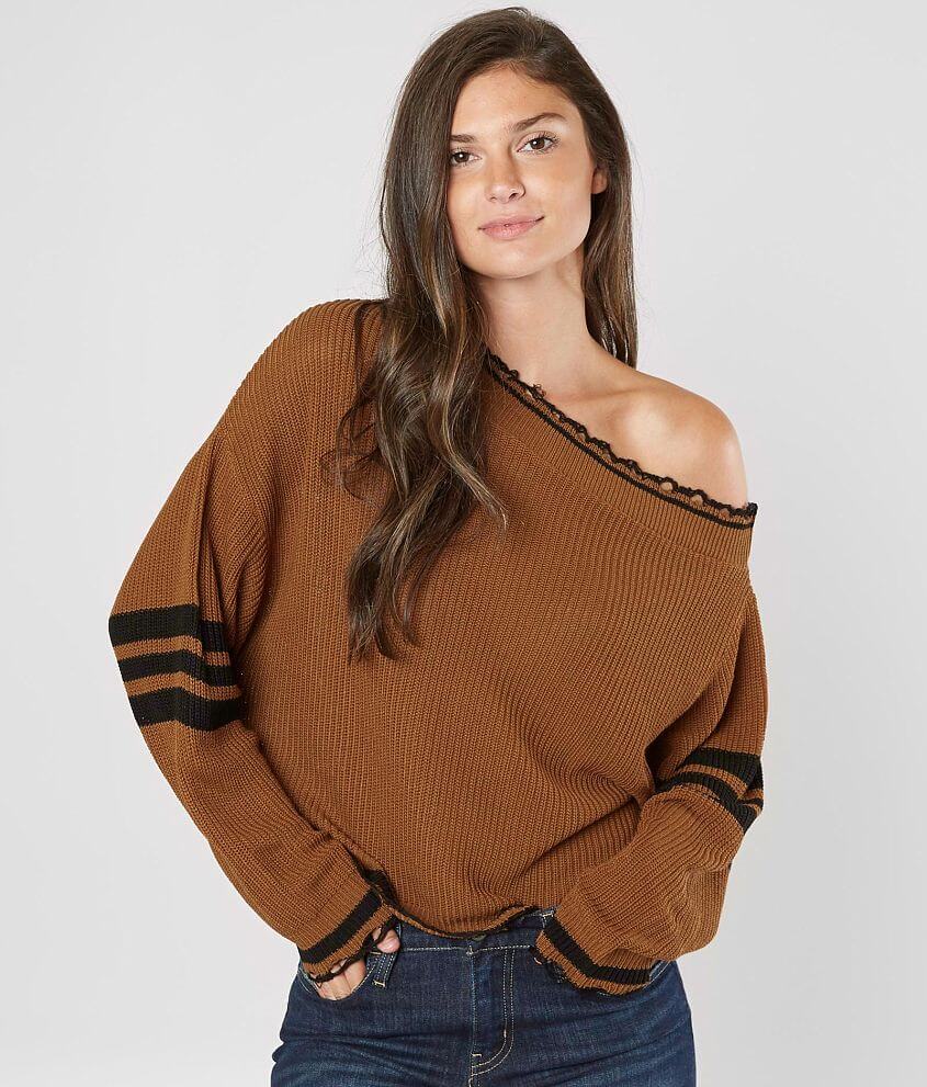 Daytrip Off The Shoulder Sweater front view