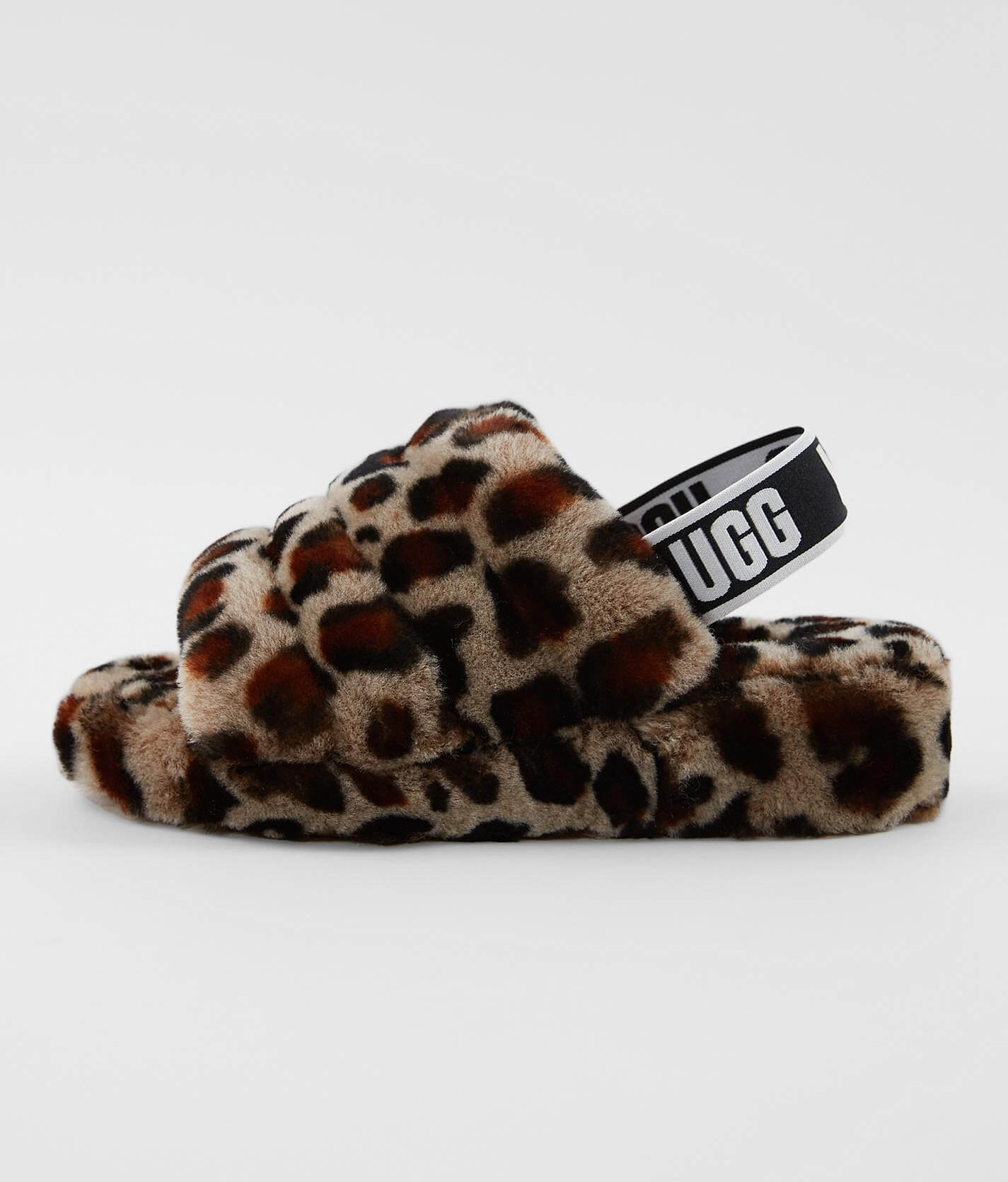 leopard ugg fluff yeah slide