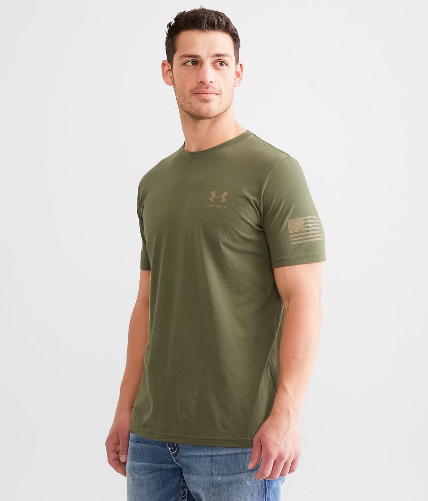 Under Armour® Freedom Flag T-Shirt - Men's T-Shirts in Narine OD Green Fed  Tan