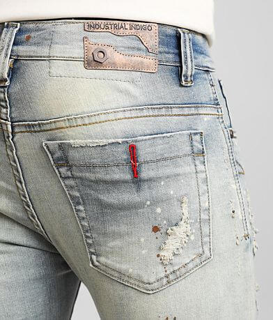 Industrial Indigo Paint Splatter Skinny Jean back pocket view