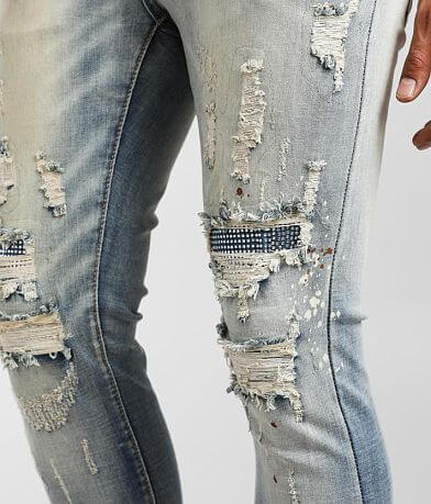 Industrial Indigo Paint Splatter Skinny Jean misc detail 2 view
