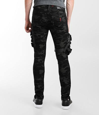 Industrial Indigo Camo Cargo Skinny Stretch Jean BACK