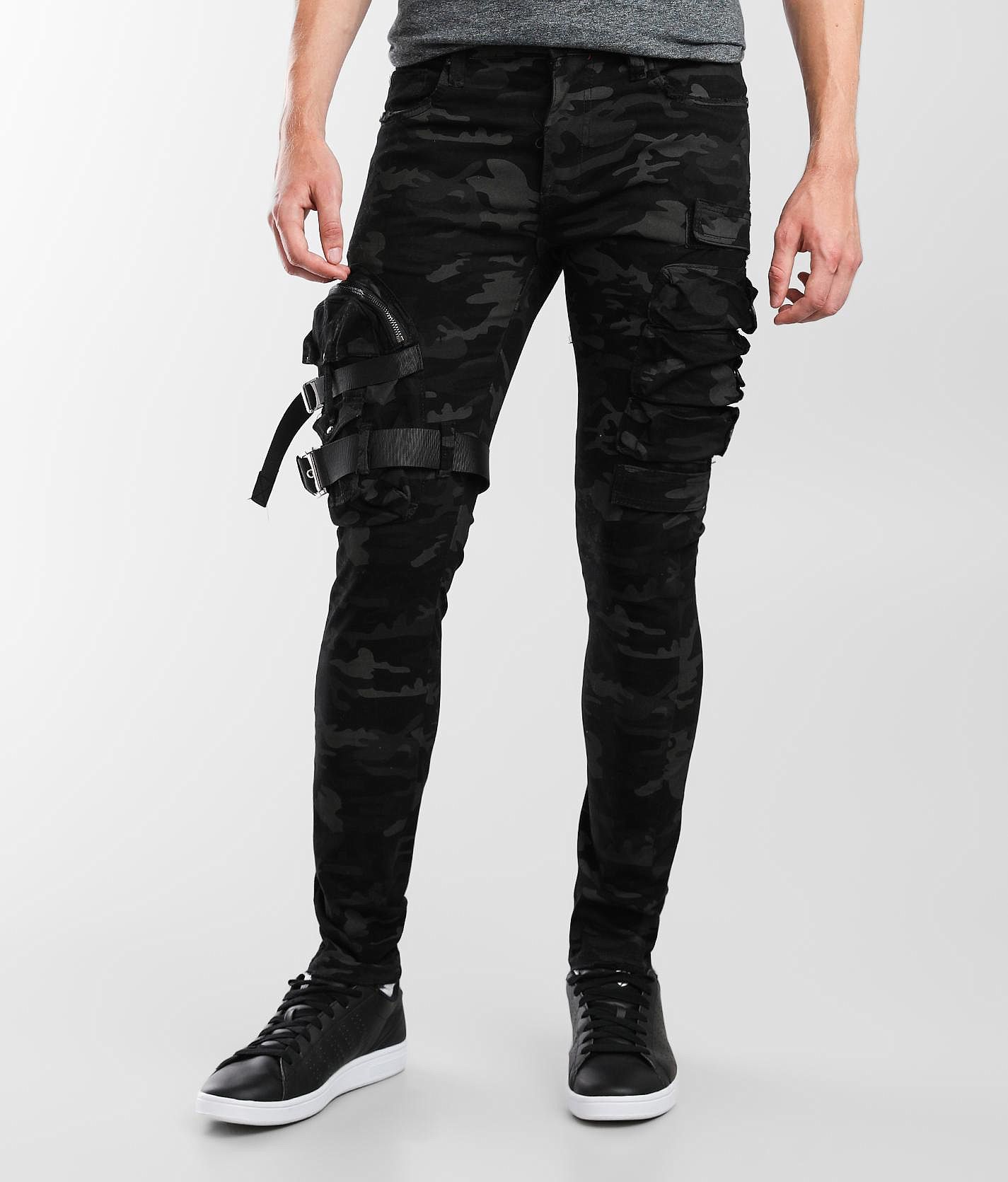 duim Overleg Mening Industrial Indigo Camo Cargo Skinny Stretch Jean - Men's Jeans in Black  Camo | Buckle