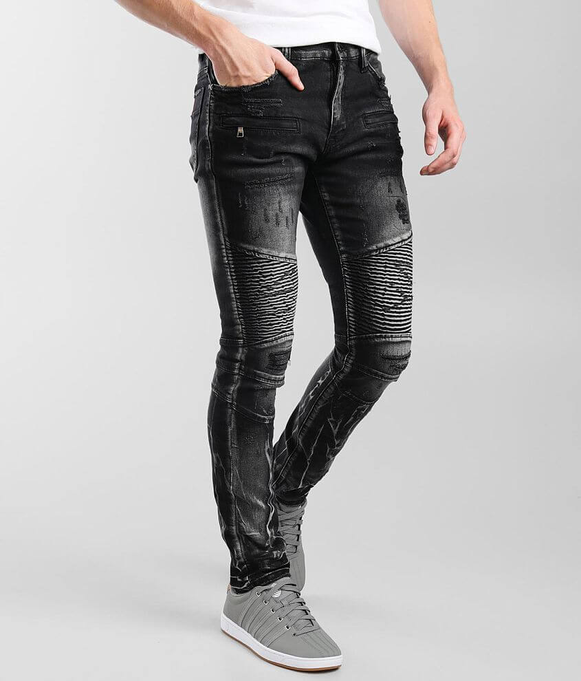 Industrial Indigo Moto Skinny Stretch Jean front view