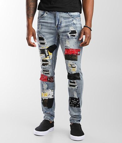 Industrial Indigo Patch Skinny Stretch Jean front view