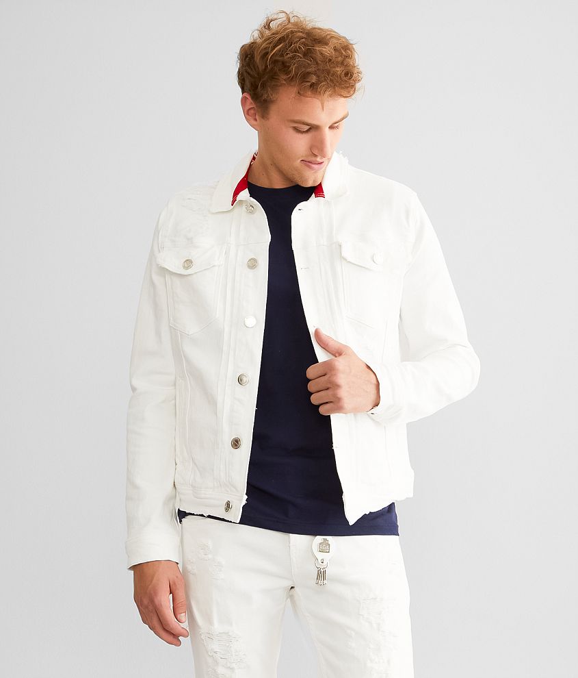 White stretch hotsell denim jacket