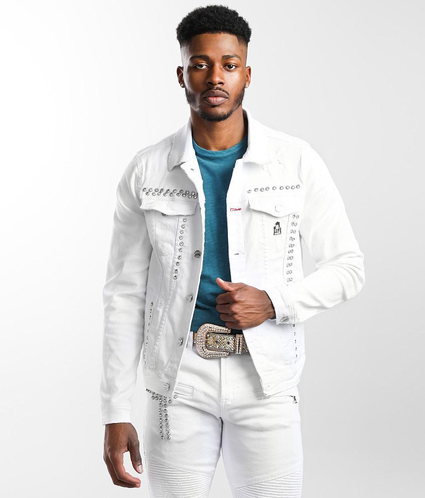 Stretch white denim outlet jacket