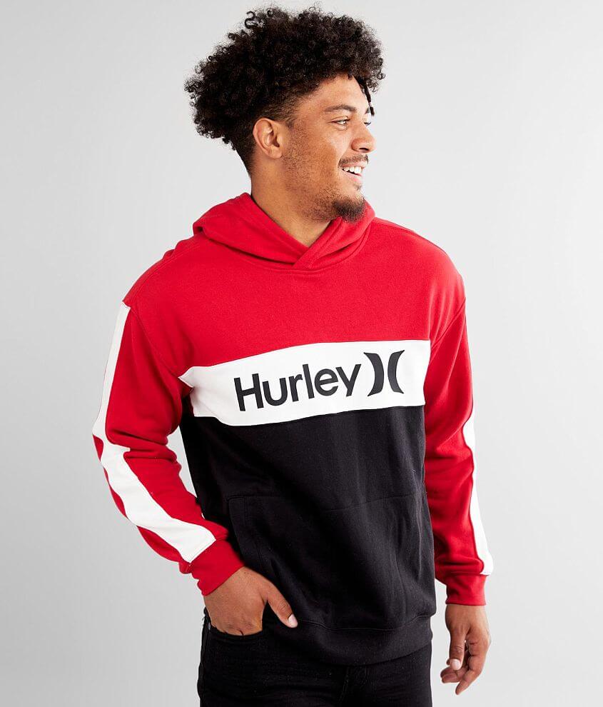 Hurley Color Block Hooded Sweatshirt - Men's Sweatshirts in Gym Red ...