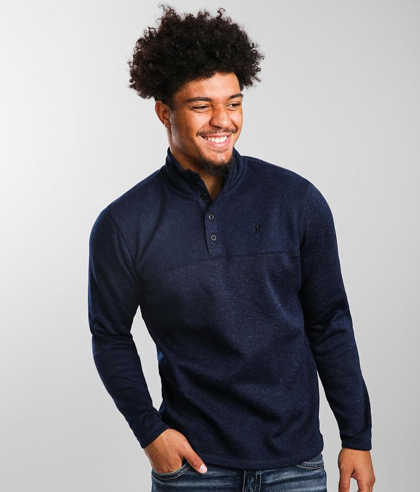 Hurley Quest Mock Neck Henley Pullover - Men's Sweatshirts in Obsidian ...