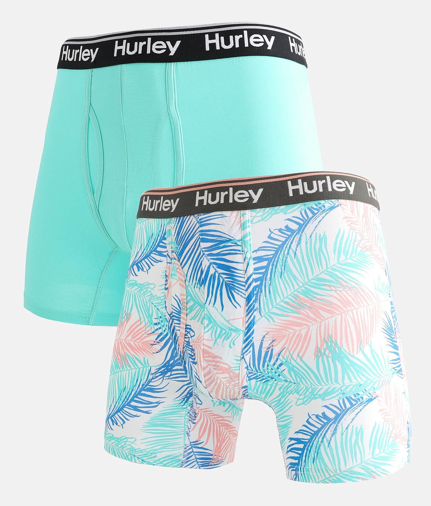 Hurley 2 Pack Of Grey & Blue Boxer Brief Shorts Men's Size Large