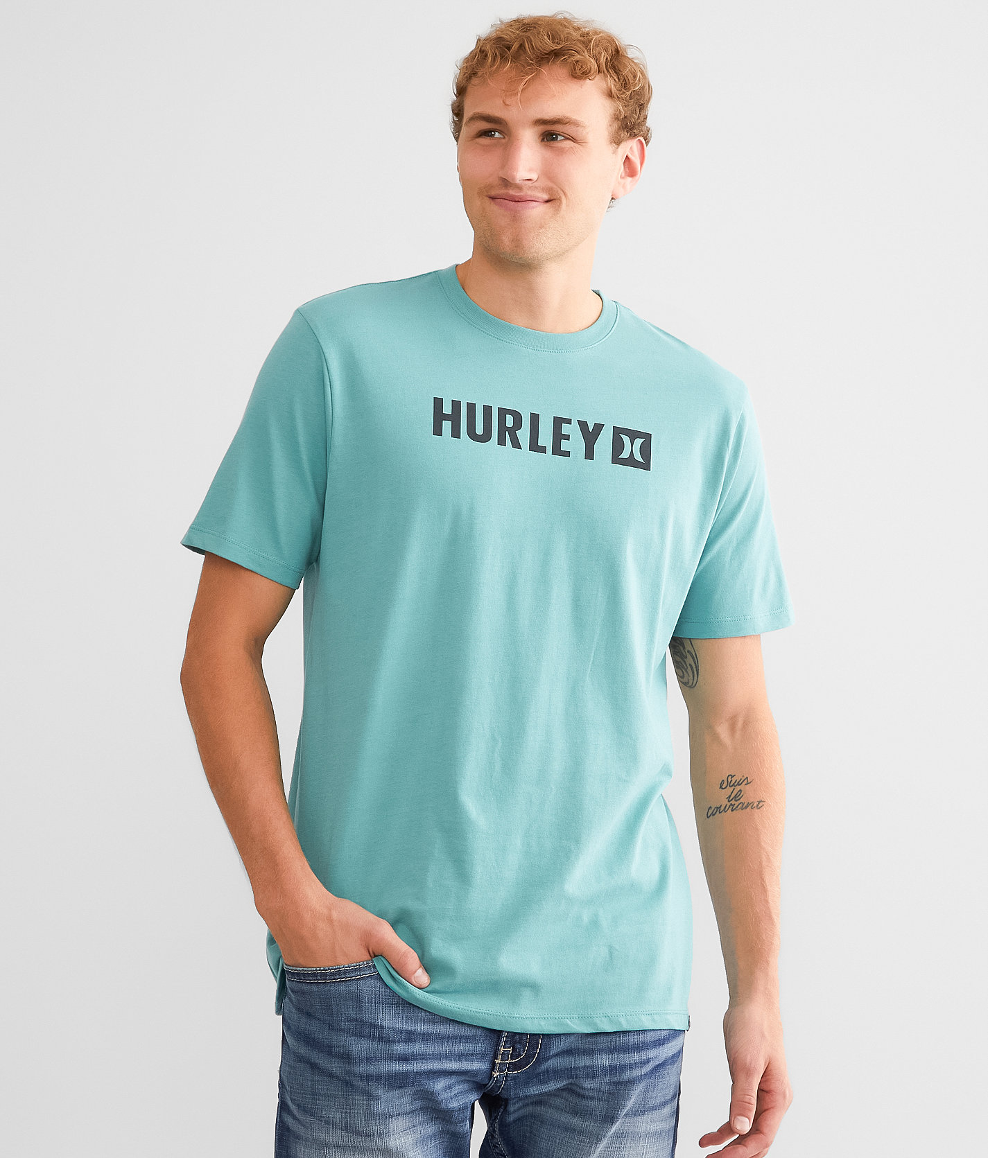 Hurley Herren T-Shirt 'Box Only' – 100% Bio-Baumwolle, Regular Fit, Logo-Siebdruck, 160 G/m² Jersey, Seitliches Etikett