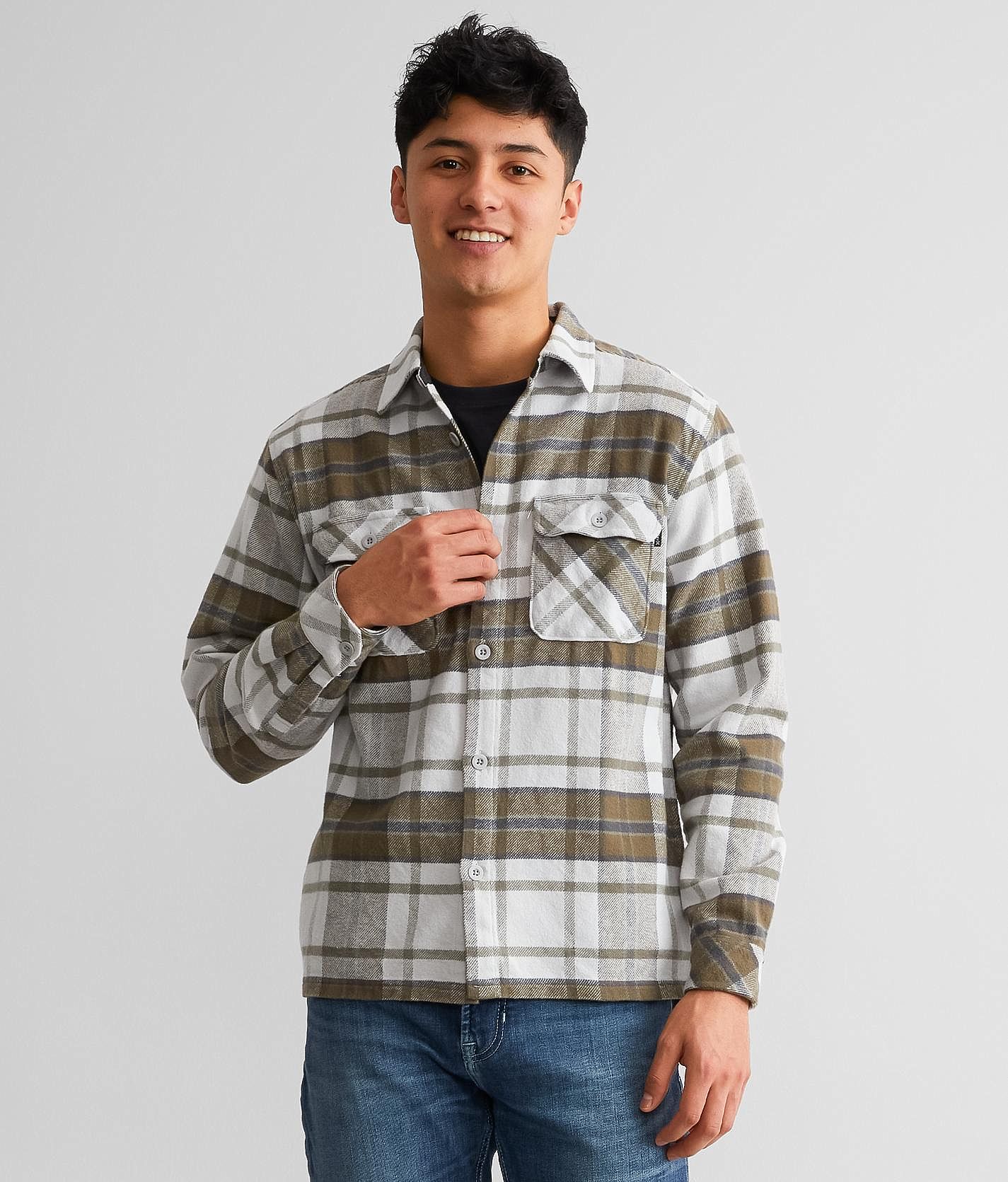 Hurley Santa Cruz Shoreline Flannel Shirt - Men's Shirts in Platinum