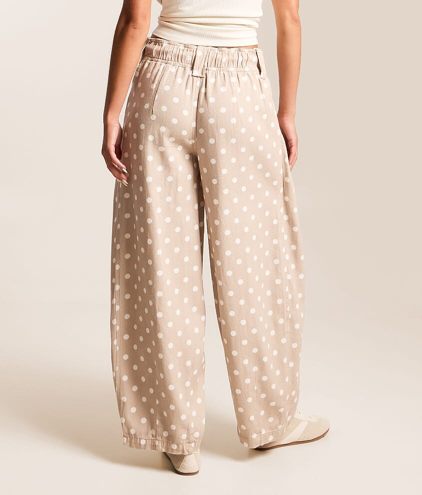 Pleated Polka Dot Barrel Pant