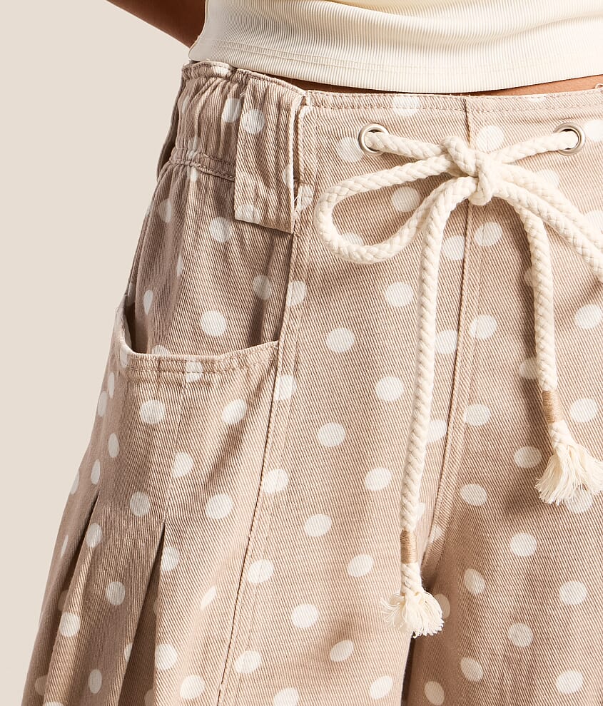 Pleated Polka Dot Barrel Pant