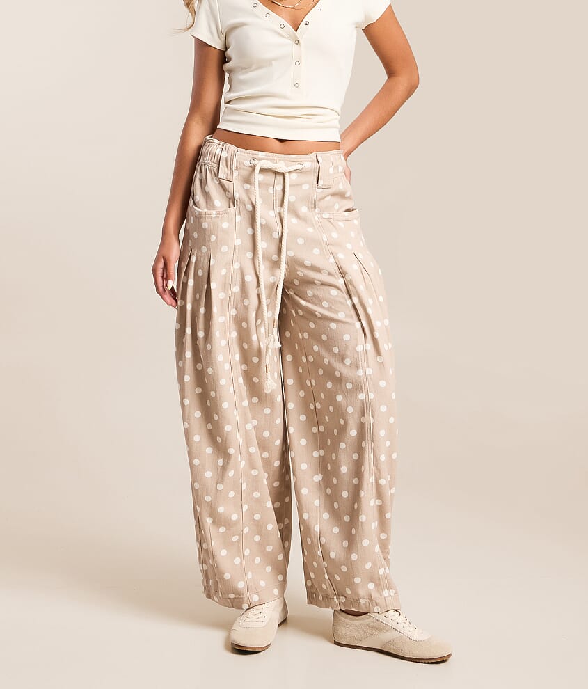 Pleated Polka Dot Barrel Pant