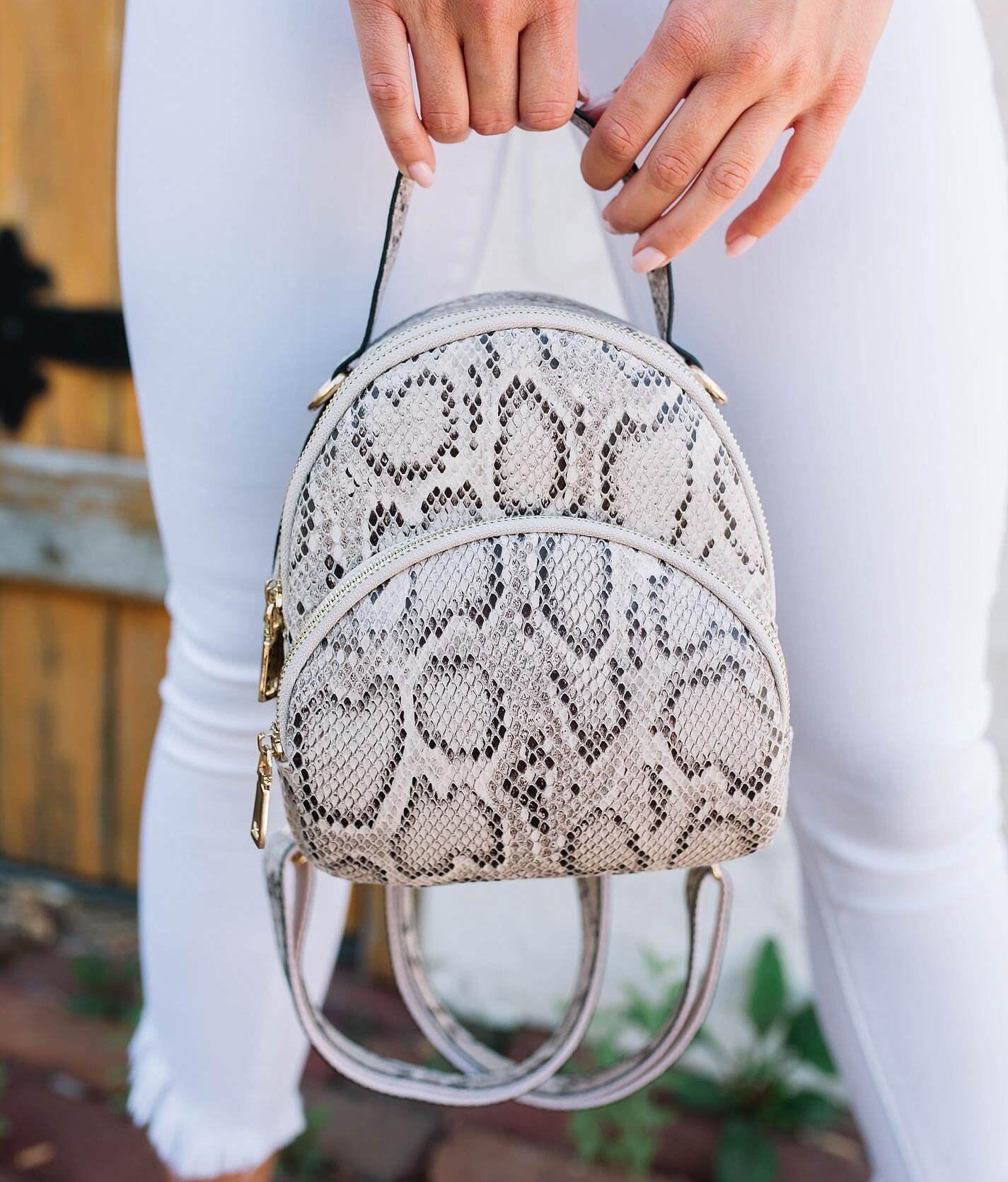 snakeskin mini backpack