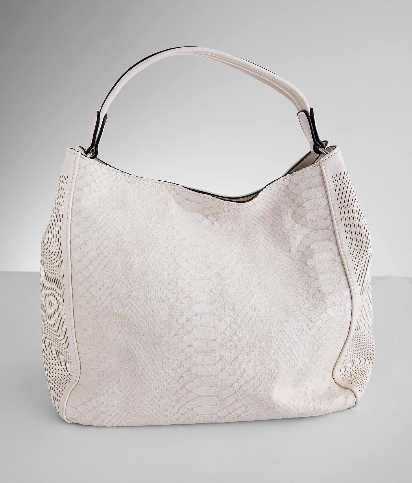 beige snake print bag