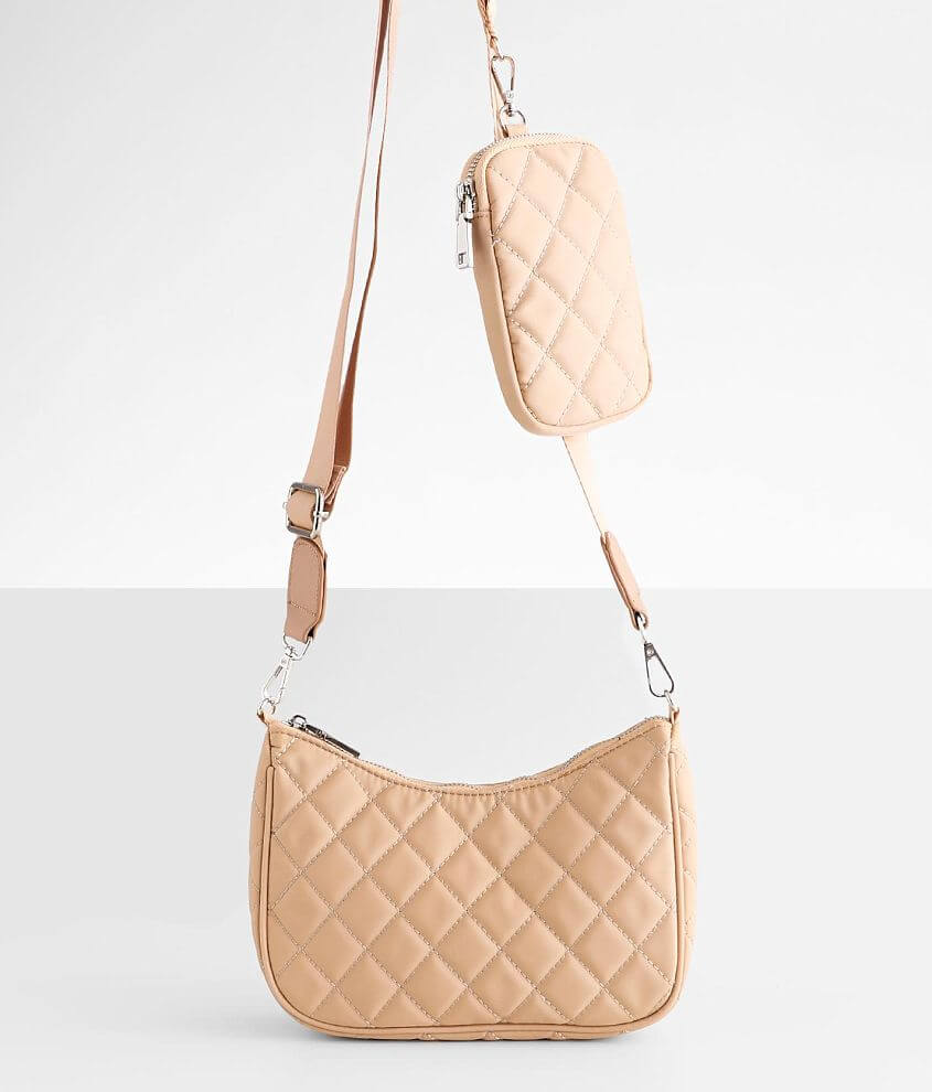 Quilted Vegan Leather Crossbody Bag with Coordinating Canvas (7319551)