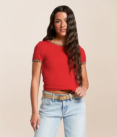FITZ + EDDI Cheetah Trim T-Shirt front view