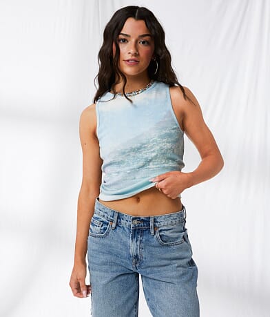 33 Coastal Ribbed Coastal Belt Tank Top front view