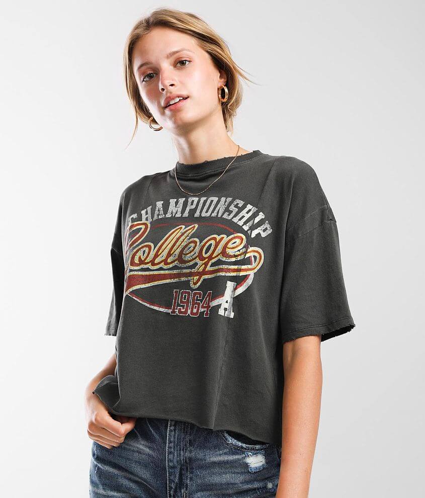 Modish Rebel Championship College TShirt Women's TShirts in Washed Black Buckle