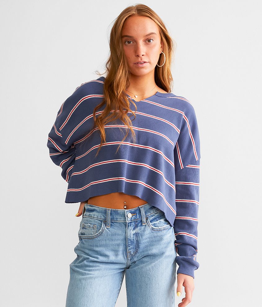 FITZ + EDDI Slouchy Cropped Top - Women's Shirts/Blouses in Vintage Indigo