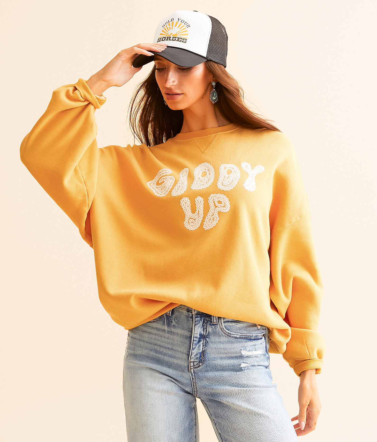 Modish Rebel Giddy Up Oversized Pullover - Women's Sweatshirts in
