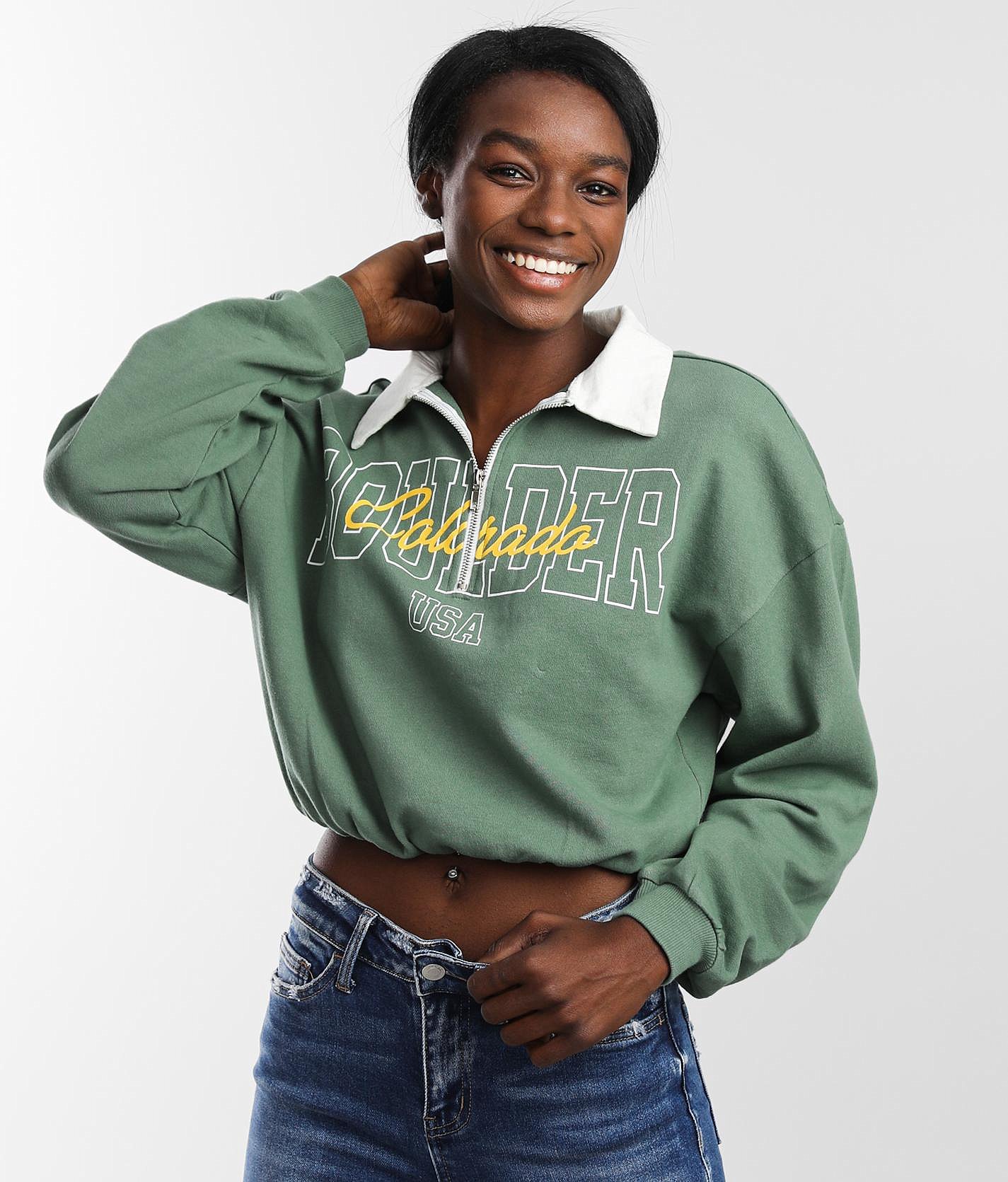 quarter zip cropped sweatshirt