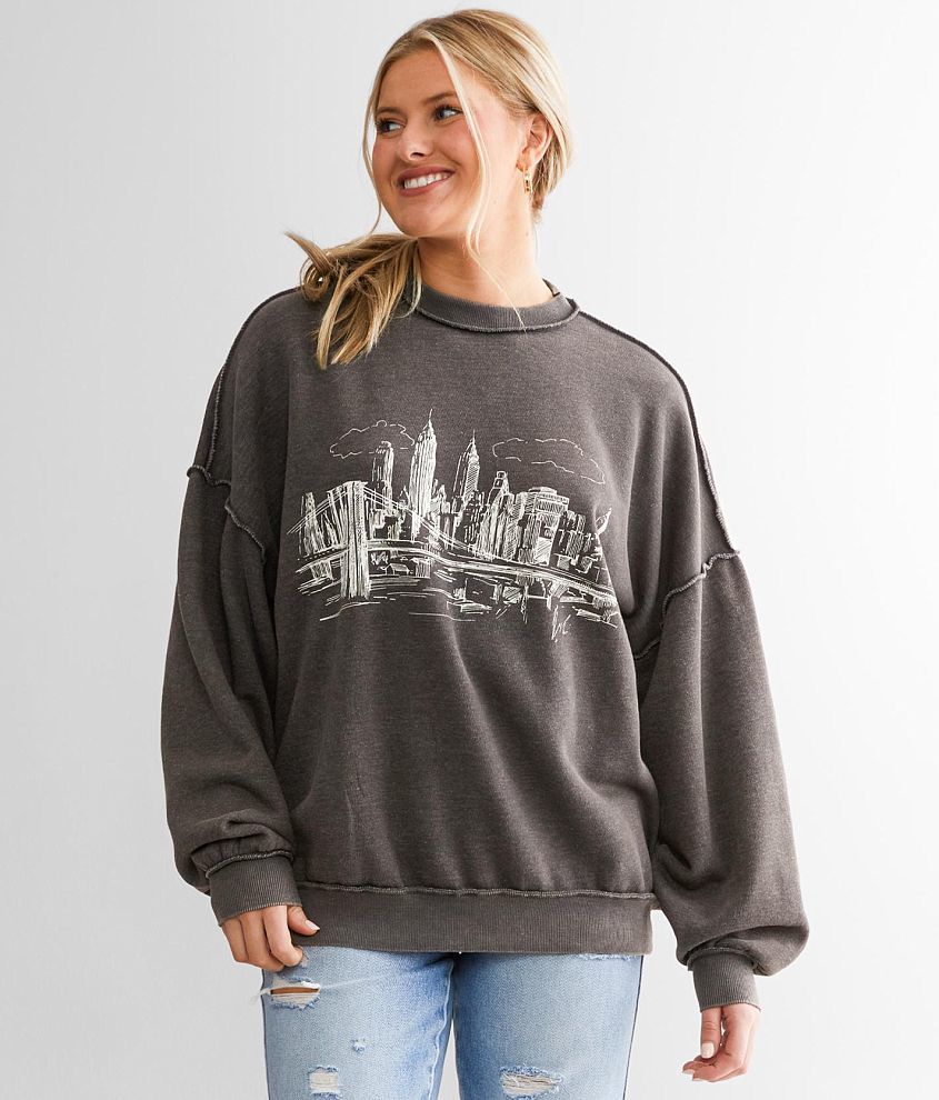 Modish Rebel City Skyline Pullover front view