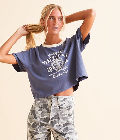 Modish Rebel Sporting Club Cropped T-Shirt front view