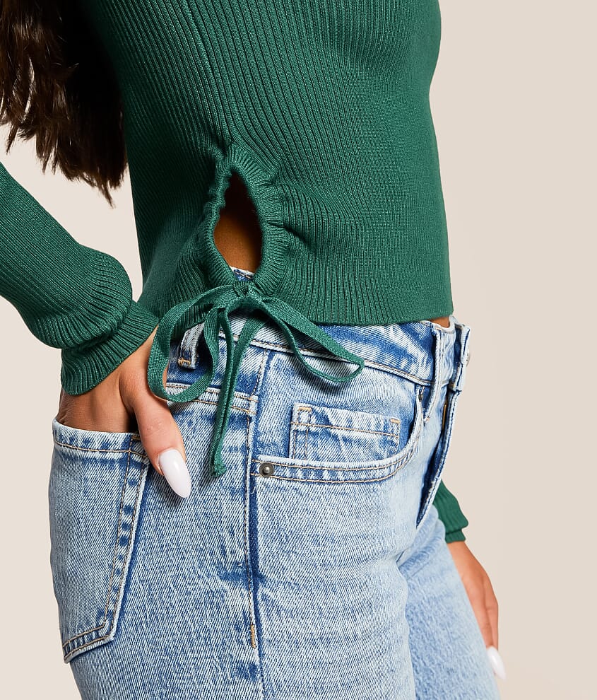 Ribbed Cinch Tie Cropped Top