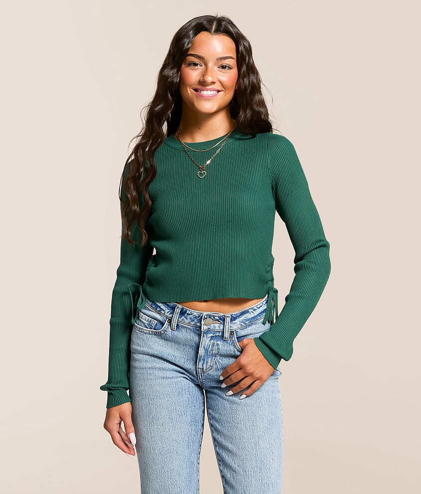 Ribbed Cinch Tie Cropped Top - thumbnail 2