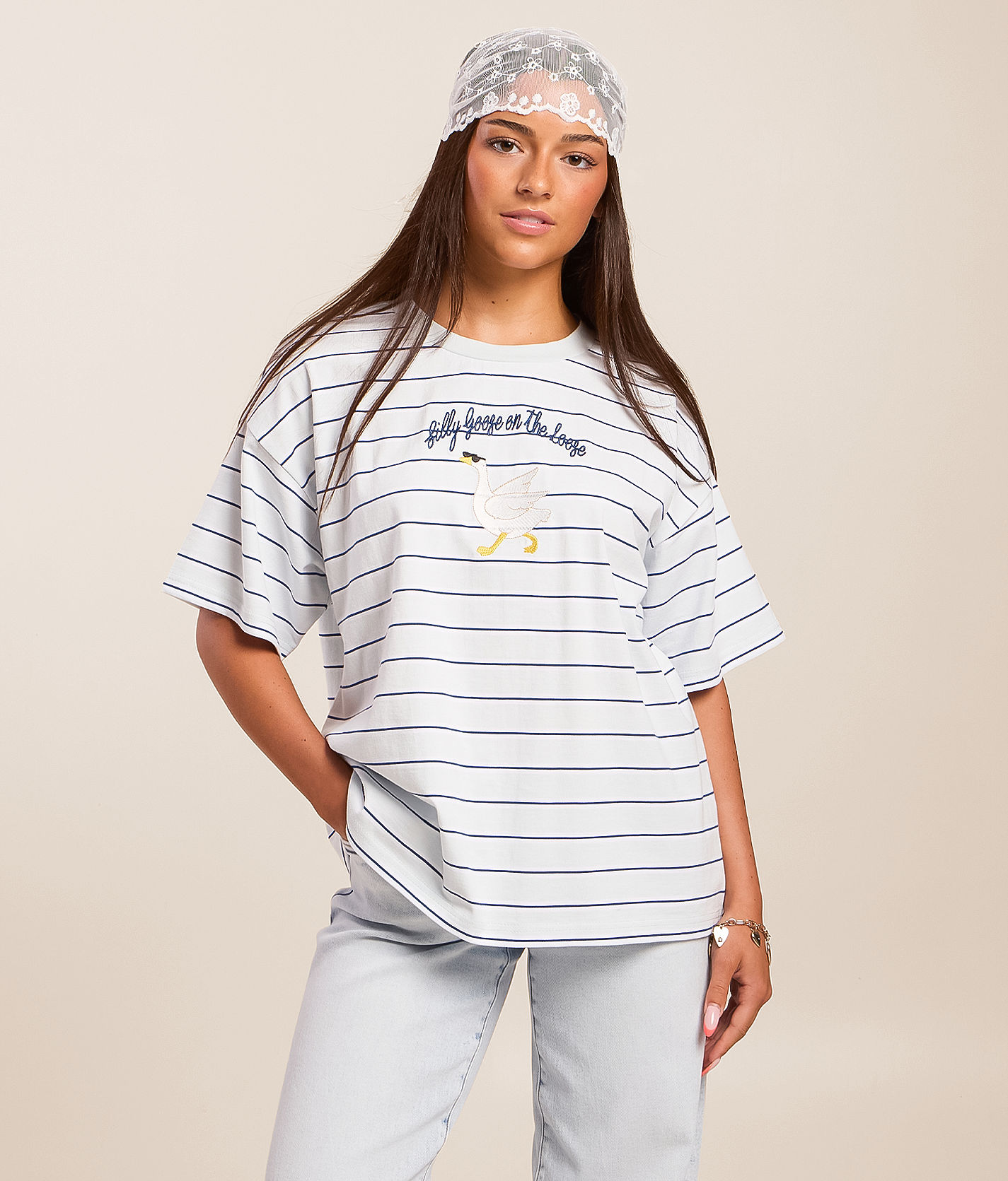 Modish Rebel Silly Goose On The Loose Striped T-Shirt - Women's