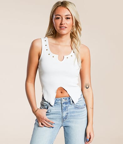 Gilded Intent Studded Split Hem Tank Top front view