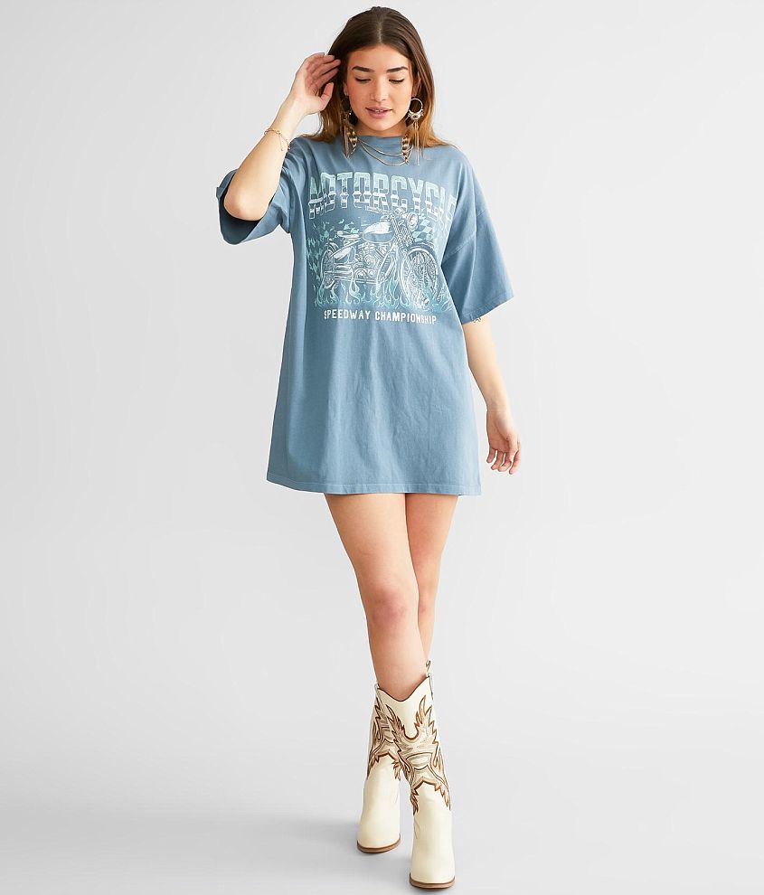 Modish Rebel Motorcycle Speedway Championship T-Shirt Dress