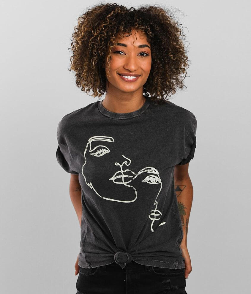 Urban Nation Face Outline T Shirt Womens T Shirts In Charcoal Buckle 