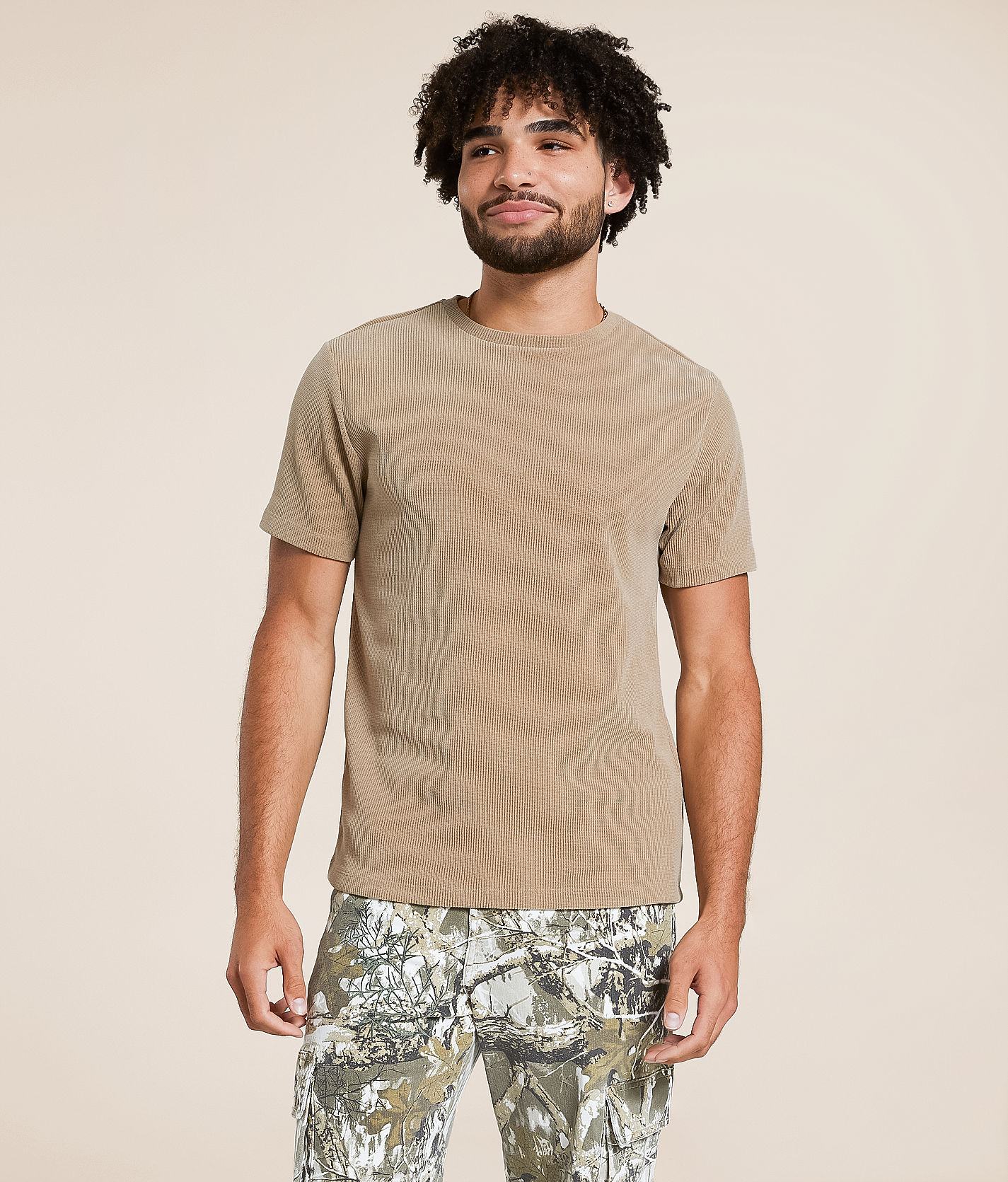 [NF]25SS★SIDE BUCKLE RIBBED TEE Nova Industries Ribbed T-Shirt - Men's T-Shirts in Tobacco