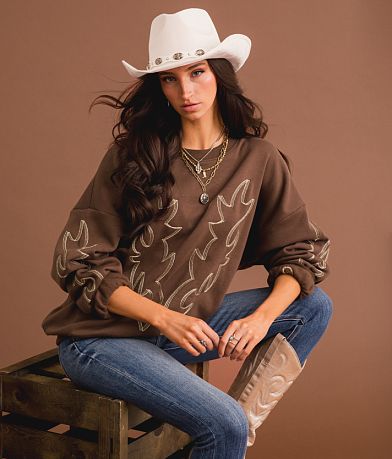 Sterling & Stitch Boot Stitch Oversized Pullover front view