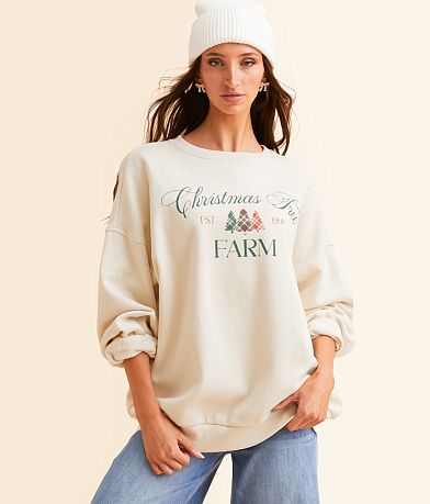 Modish Rebel Christmas Tree Farm Oversized Pullover front view
