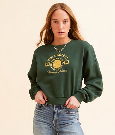 Modish Rebel Collegiate Basketball Cropped Pullover front view