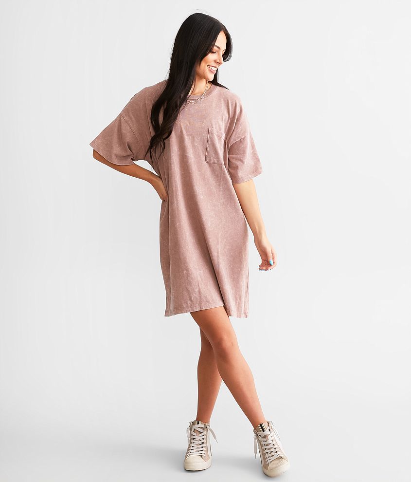 BKE Washed T-Shirt Dress front view
