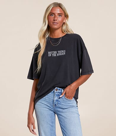 Modish Rebel Better Things On The Horizon Washed T-Shirt front view