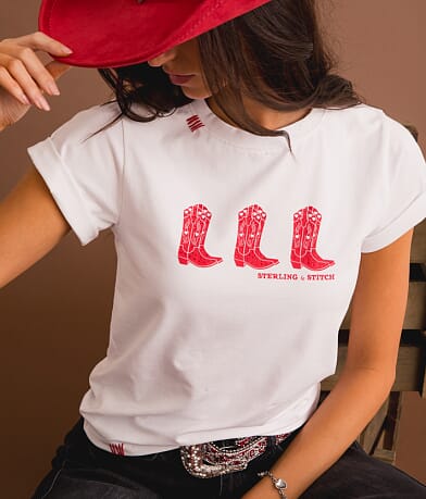 Sterling &amp; Stitch Cowboy Boots T-Shirt MISC_DETAIL_2